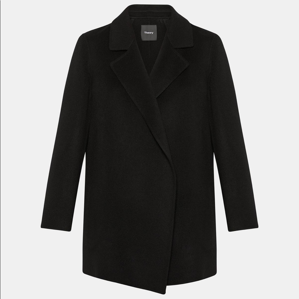 Theory black wool and cashmere Clairene coat Small